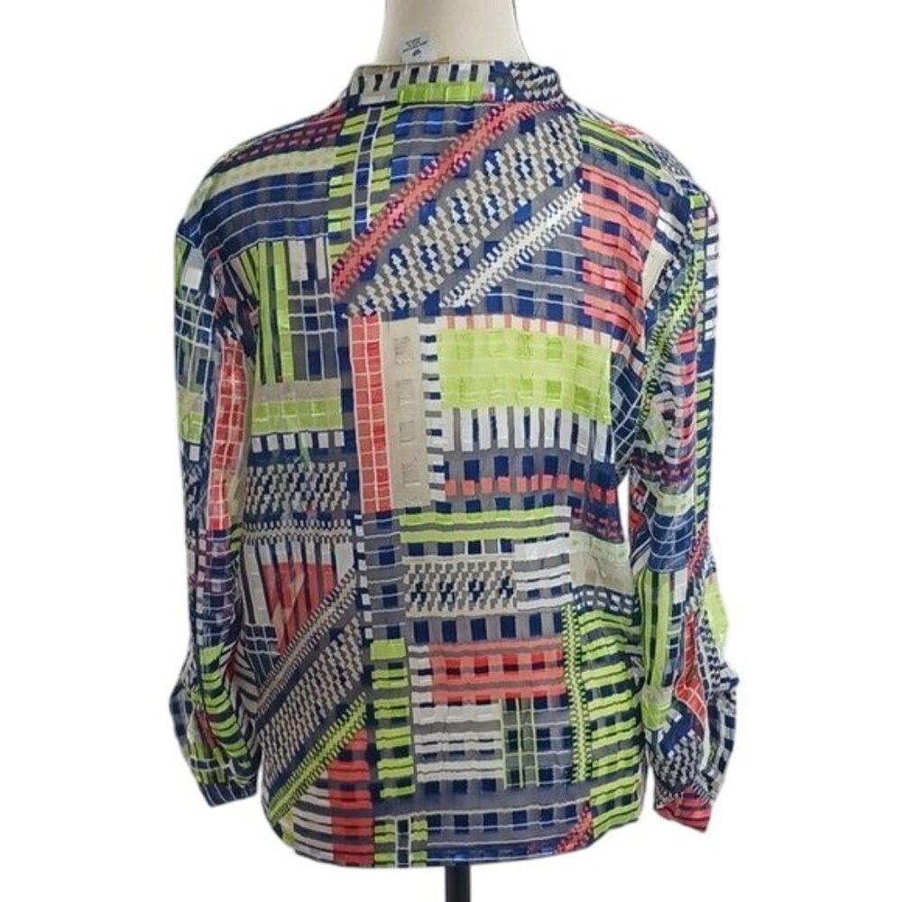 Ruby Rd Women 10P Multicolor Patchwork Blouse Button Front Top - Picture 5 of 7